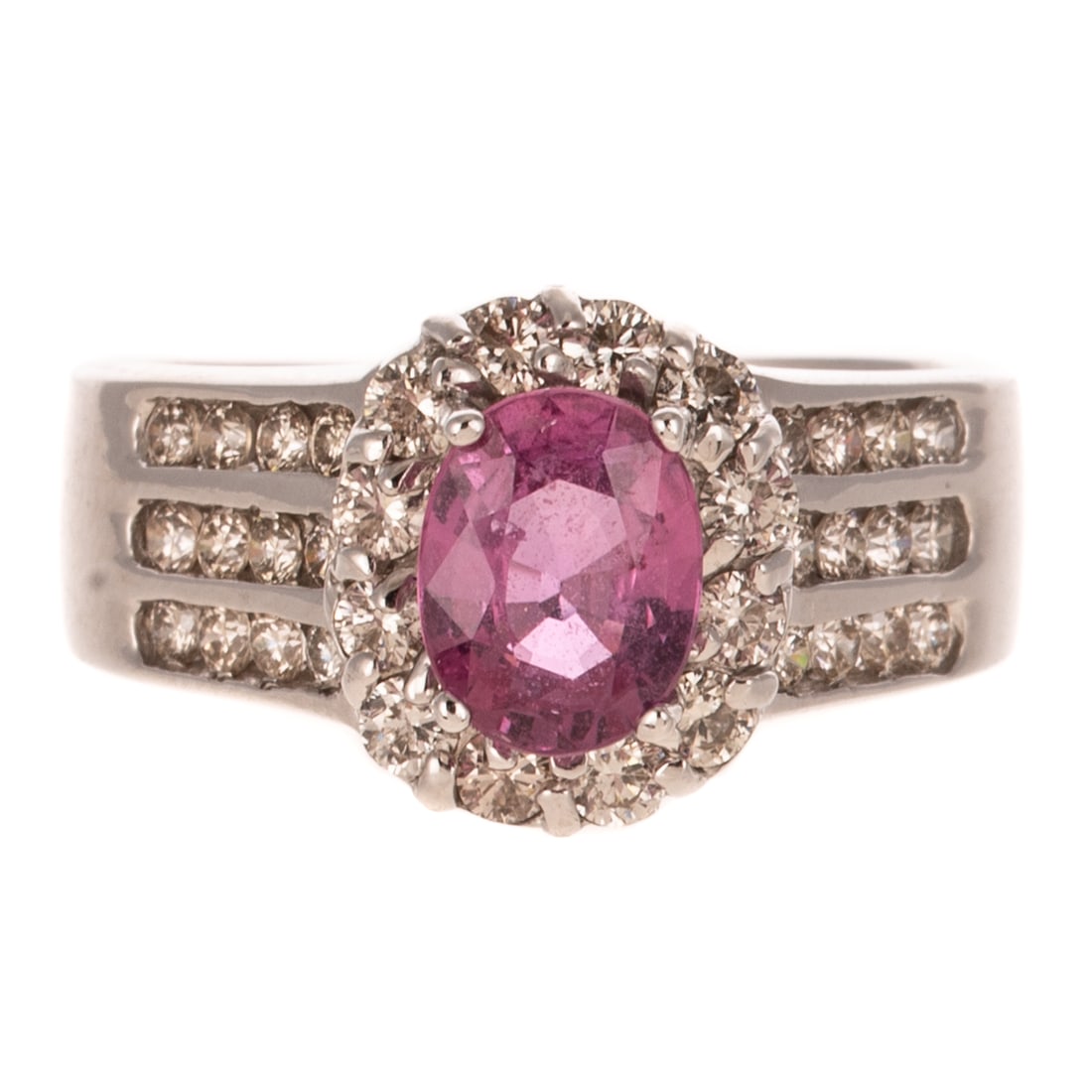 A 1.50 ct Pink Sapphire & Diamond Ring in 18K (1 of 5)