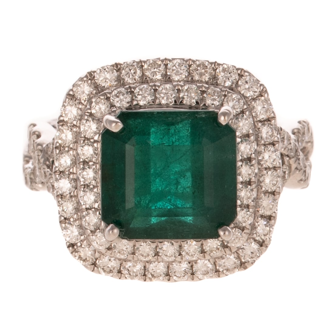 A GIA 4.47 ct Emerald & Diamond Ring in 18K (1 of 6)