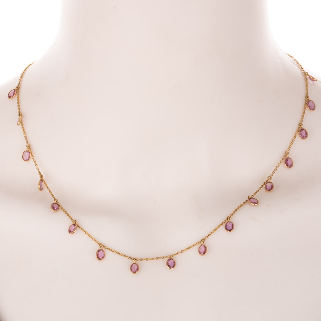 A Pink Sapphire Dangle Necklace in 18K (1 of 4)
