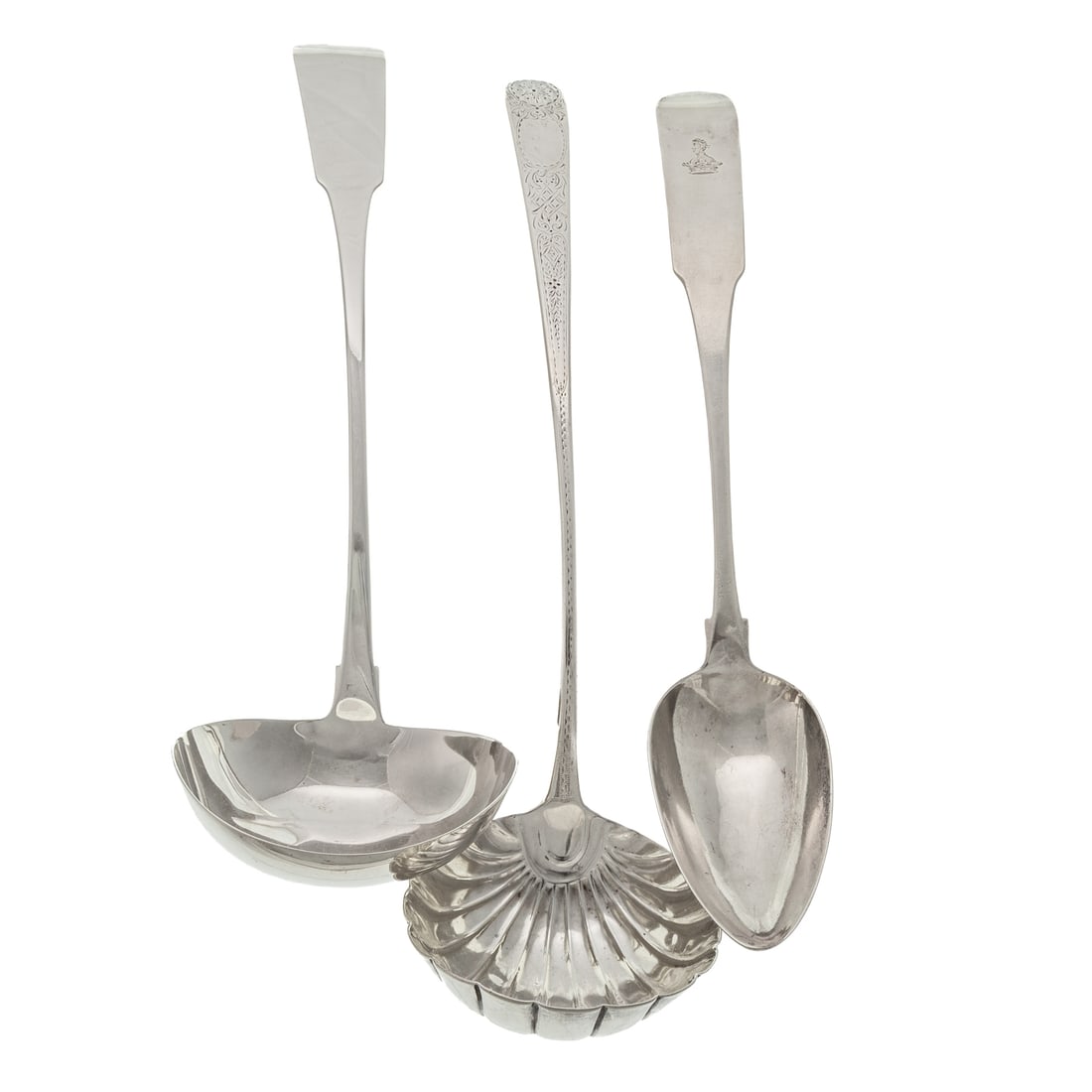 Two Irish Georgian Silver Ladles & a Serving Spoon (1 of 3)