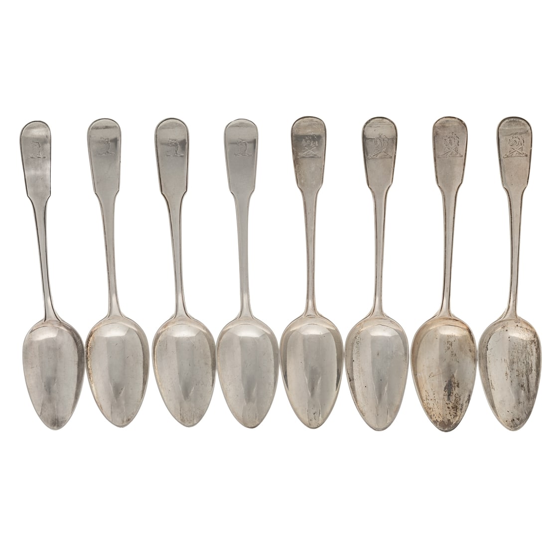Eight George III Silver Armorial Spoons (1 of 3)