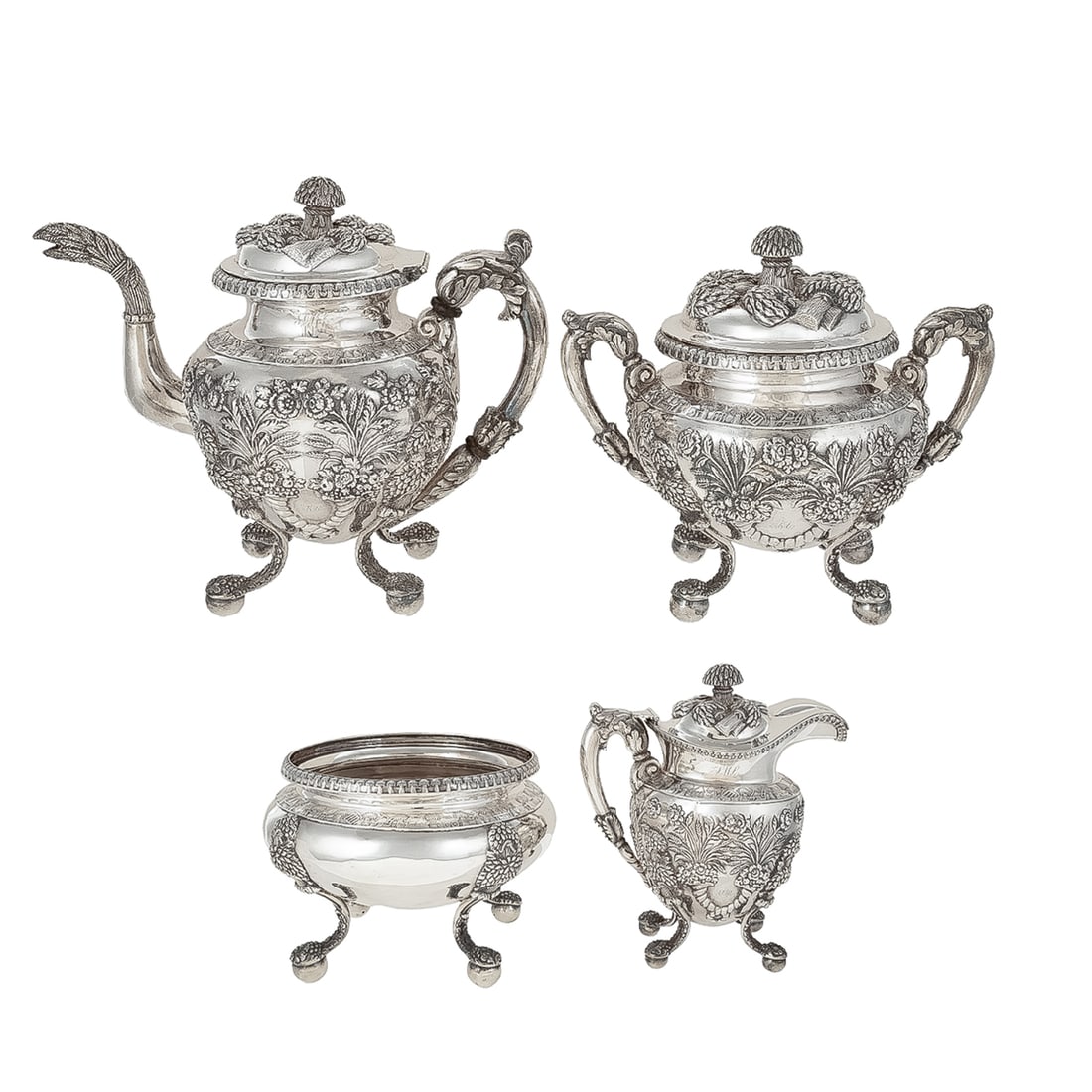 Impressive William Thomson Coin Silver Tea Service (1 of 6)
