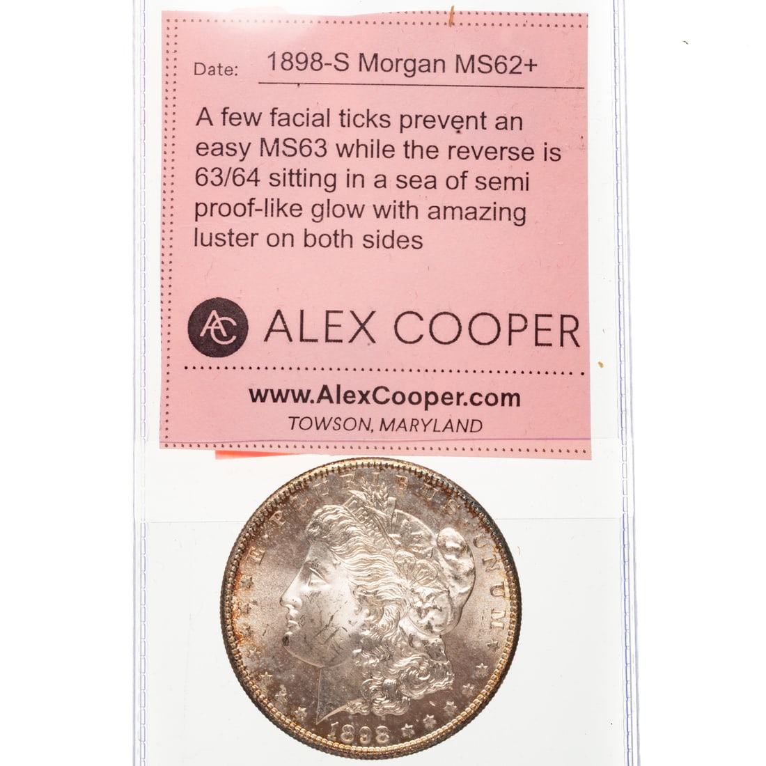 1898-S Morgan MS62+ - 3