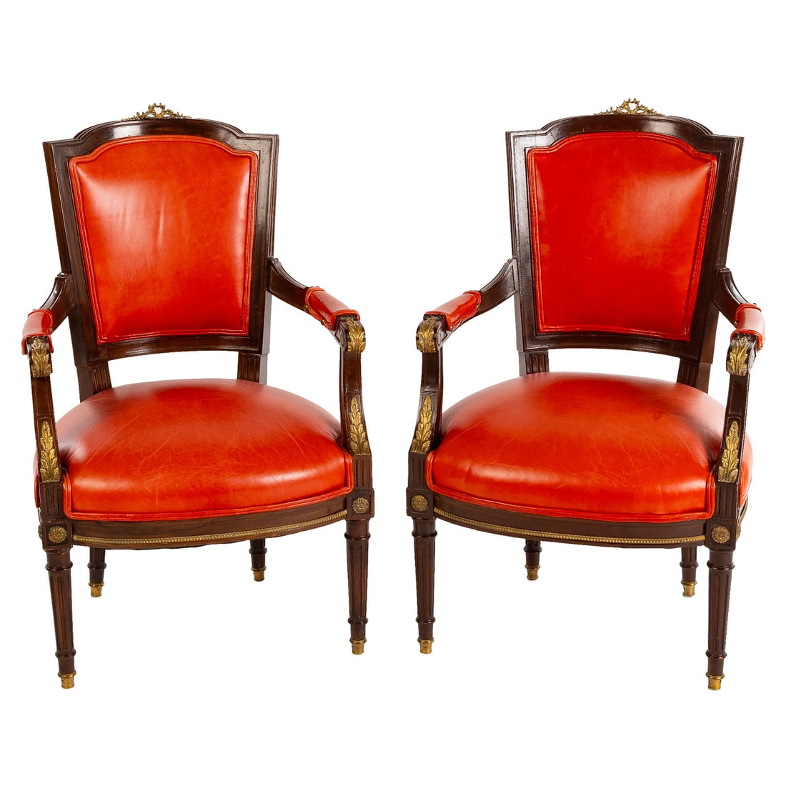 A Pair of Louis XVI Style Leather Armchairs (1 of 4)