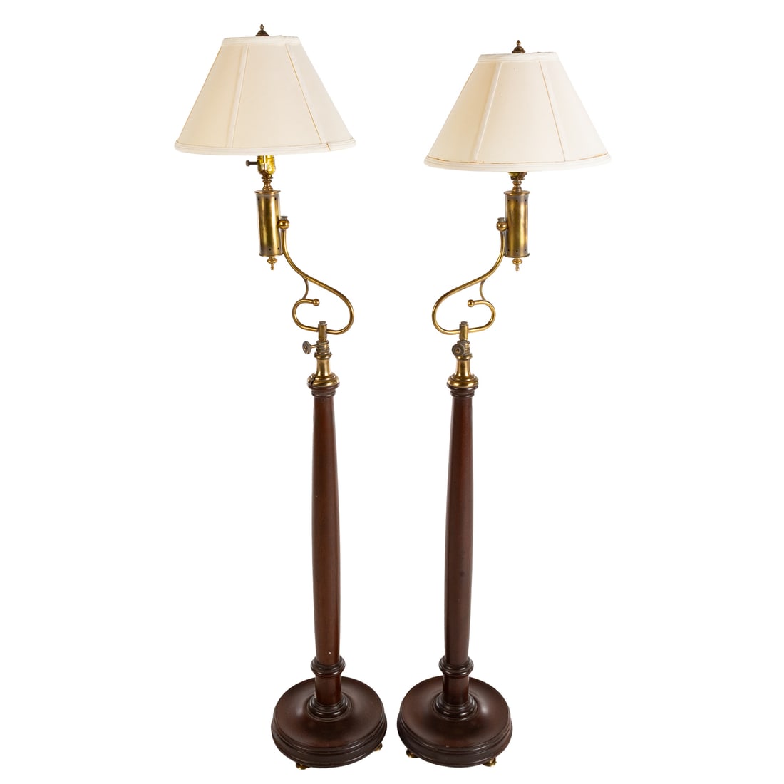 A Pair of Brass & Mahogany Floor Lamps (1 of 5)
