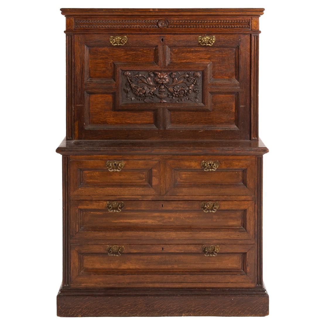 Oak Renaissance Revival Secretary Desk (1 of 5)