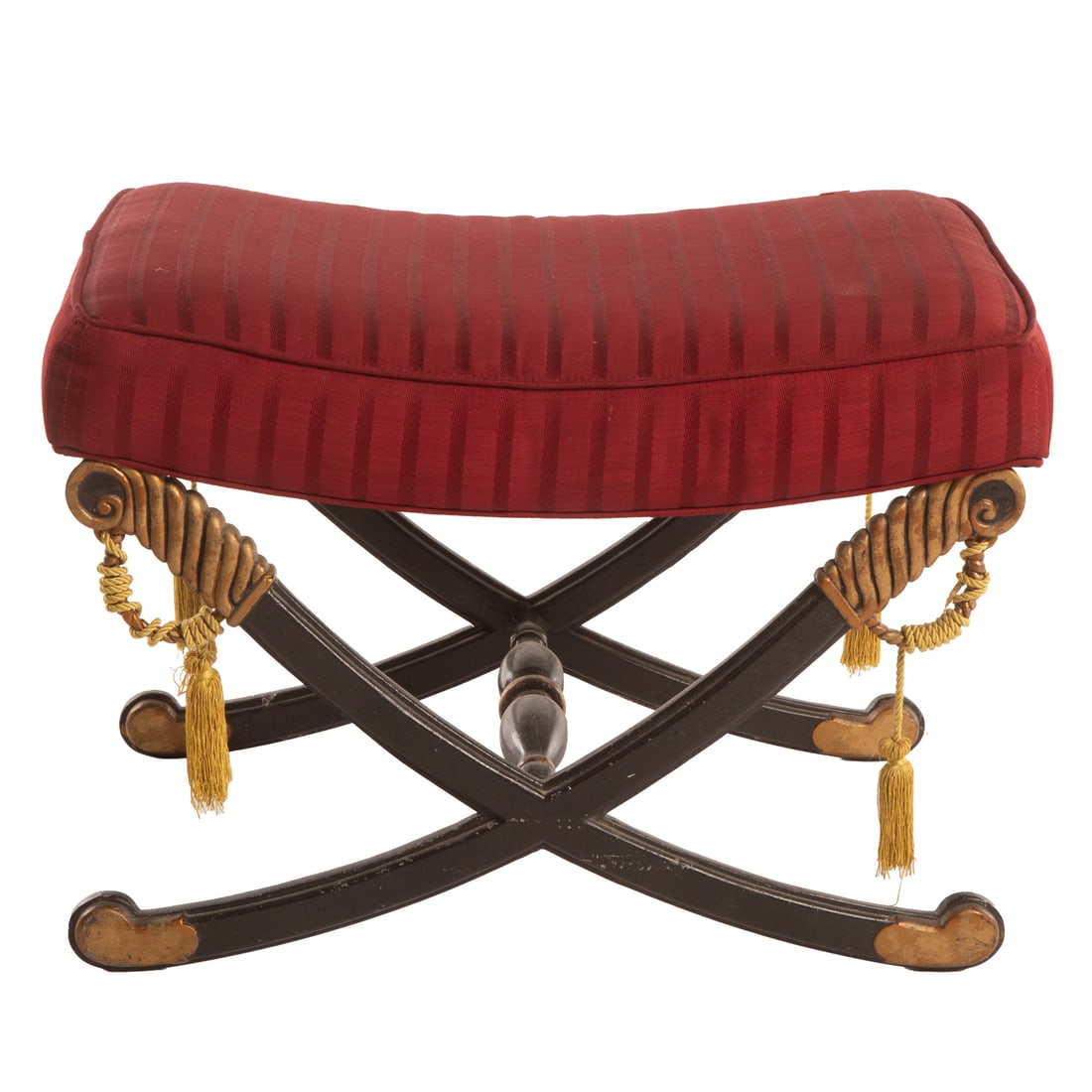 Regency Style Metal & Upholstered Bench (1 of 4)