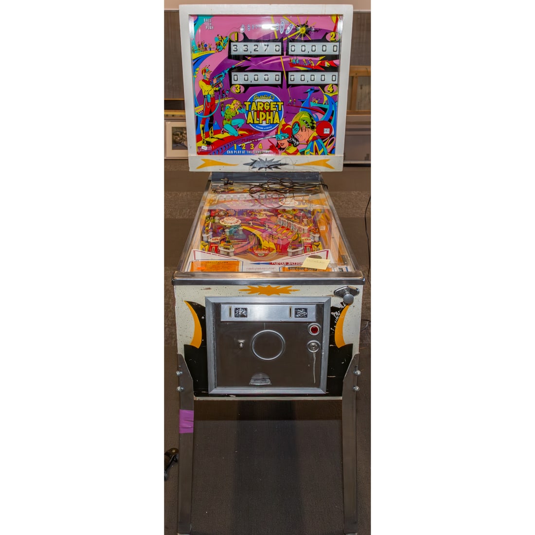 Gottlieb's "Target Alpha" Pinball Machine: 70 in. H, 28 in. W, 54 in. D