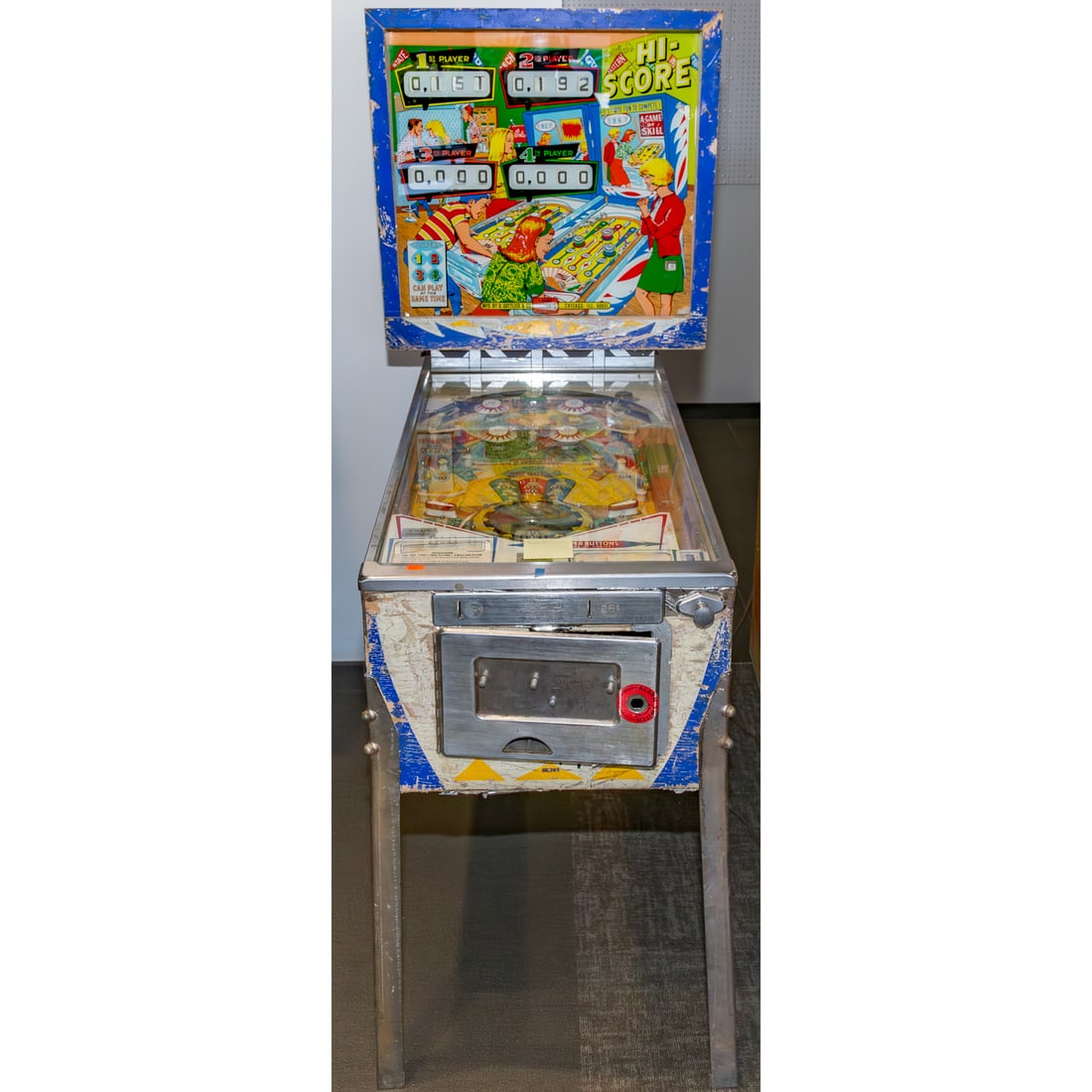Gottlieb's 1967 "Hi-Score" Vintage Pinball Machine: 71 in. H, 28 1/2 in. W, 54 in. D Provenance: From a Baltimore Collector, Known Locally as the "Pinball Wizard"