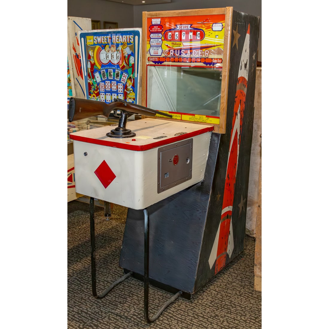 Williams Deluxe 1959 Crusader Shooting Game: 72 in. H, 26 1/2 in. W, 50 in. D Provenance: From a Baltimore Collector, Known Locally as the "Pinball Wizard"