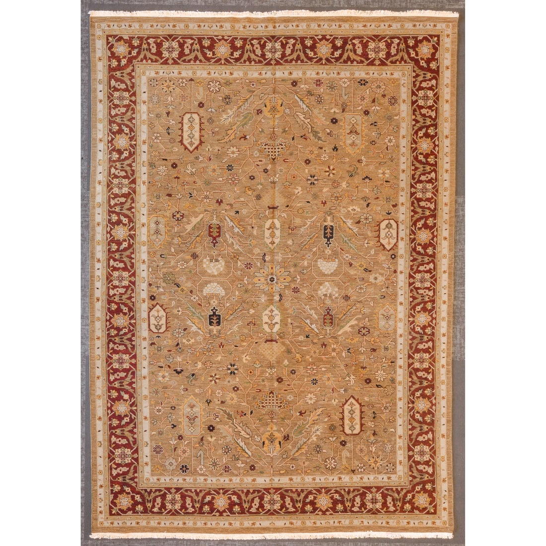 Nourmak Carpet, India, 9.11 x 14: Modern, hand-knotted, wool pile
