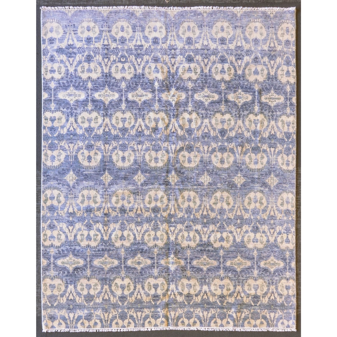 Ikat Rug, India, 7.9 x 9.8: Modern, hand-knotted, wool pile