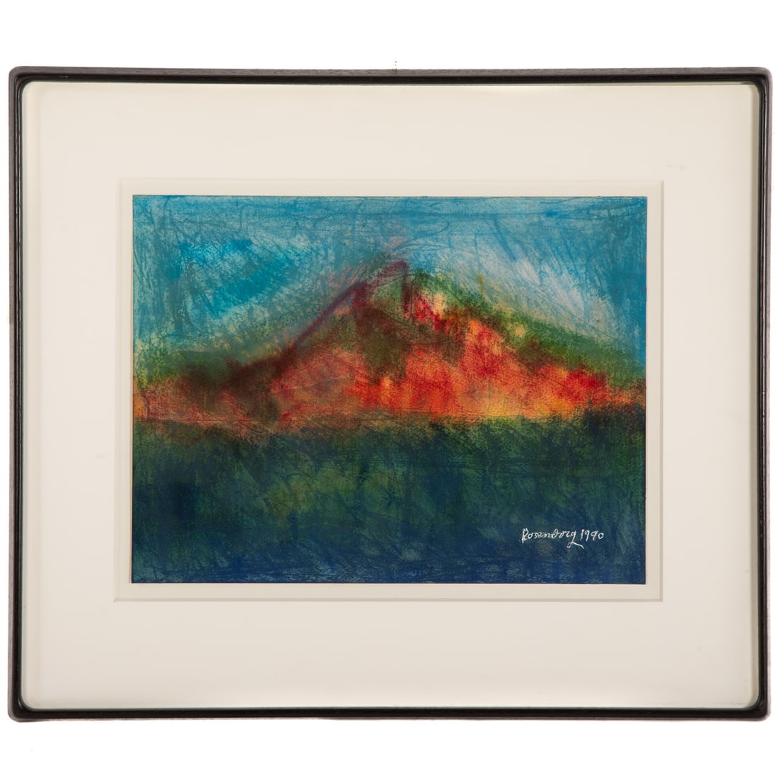 Ralph Rosenborg. Mountain Landscape, pastel: (American, 1913-1992) Pastel with watercolor on paper, 1990, signed and dated "Rosenborg" lr, sheet size: 12 x 16 in., framed size: 20 x 23 1/2 in. Provenance: From a private collection, Baltimore, MD
