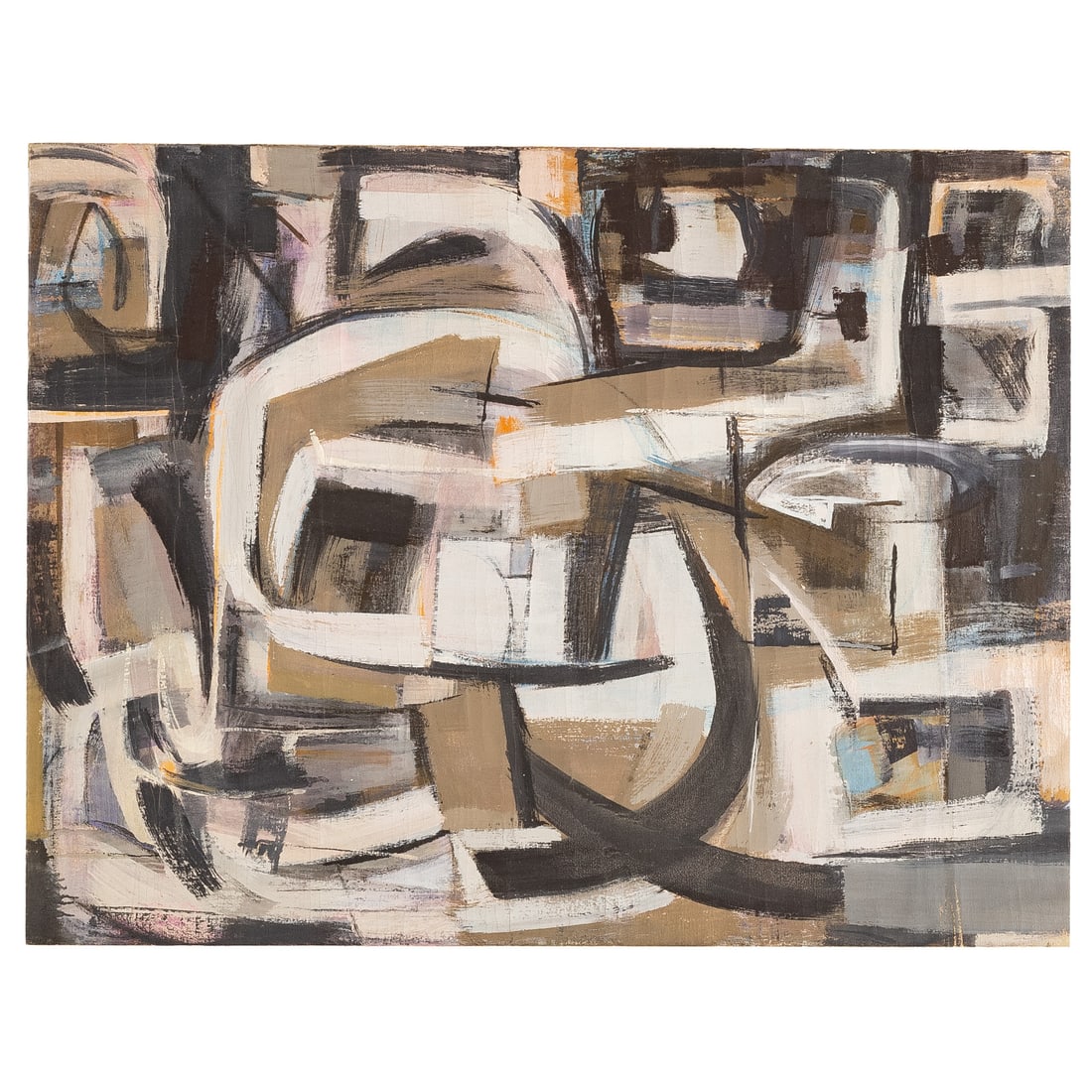 Leon Berkowitz. Abstract in Grey, oil: (American, 1911-1987) Oil on canvas, unsigned, 38 1/4 x 48 in., mounted but unframed with hanging hardware Provenance: Acquired Alexandria Auctions, Alexandria, VA, February 5, 2026, from a private