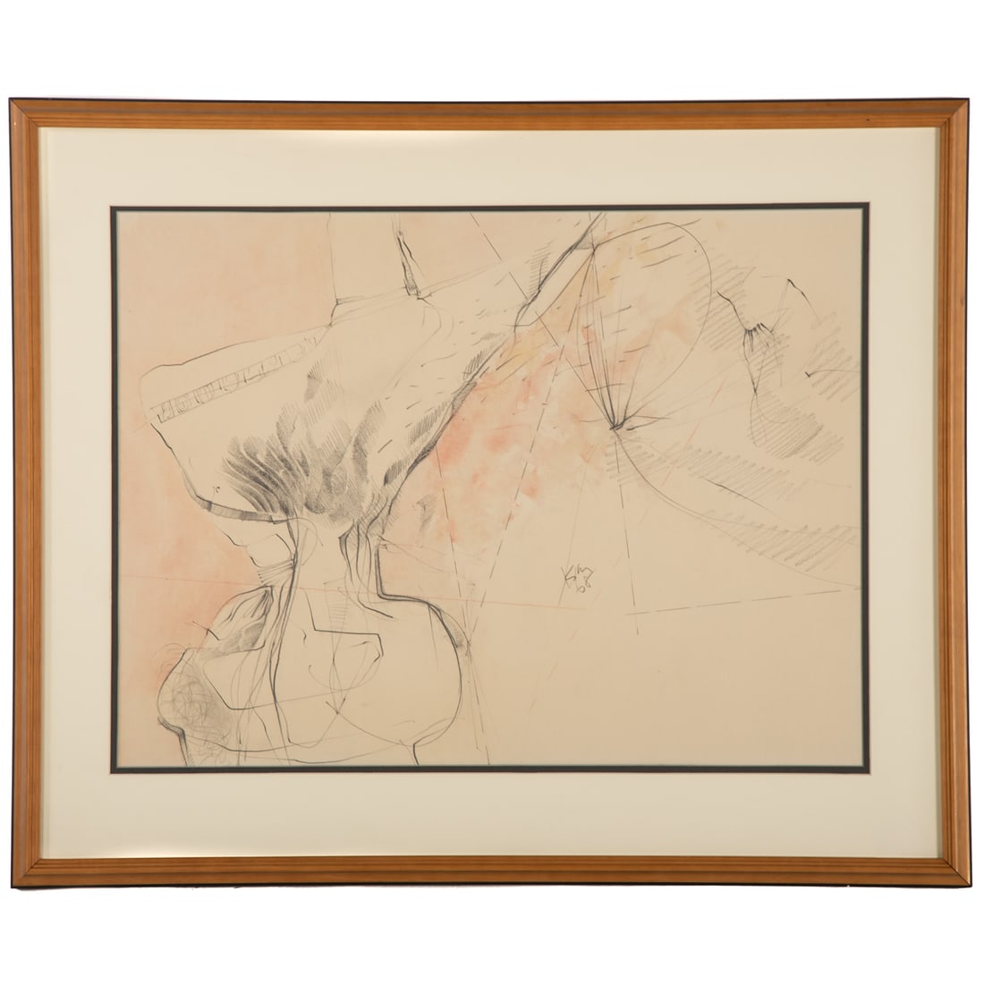 Keith Morrow Martin. Abstract (1968), graphite: (American, 1911-1983) Graphite with watercolor, 1968, initialed and dated "KM" rc, sight size: 17 1/4 x 22 3/4 in., framed size: 24 3/4 x 29 3/4 in. Provenance: From a private collection