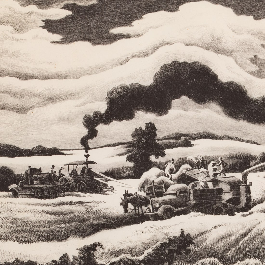 Thomas Hart Benton. "Threshing," lithograph - 2