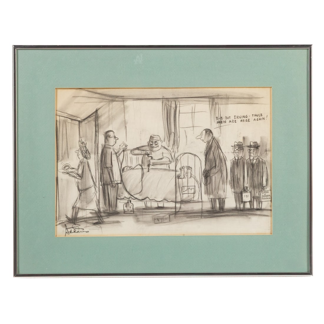 Charles Addams. "B-B-But Irving-Those Men Are Here Again!," graphite (1 of 4)