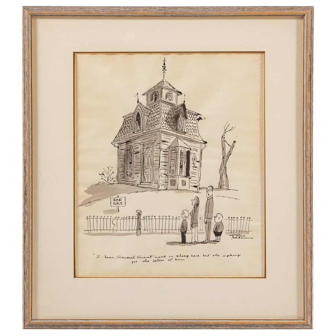 Charles Addams. "I Heard General Grant Used to Sleep Here but the Upkeep Got the Better of Him," ink (1 of 3)