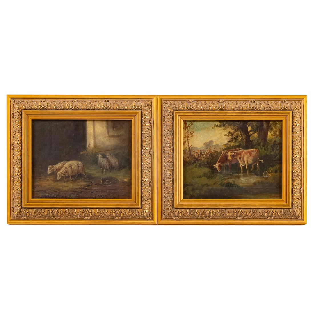 Late 19th/Early 20th century. A Pair of Pastoral Scenes, oil (1 of 5)