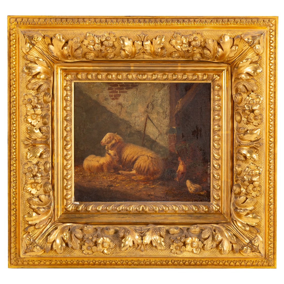 Eugene Joseph Verboeckhoven. Barn Scene, oil (1 of 3)