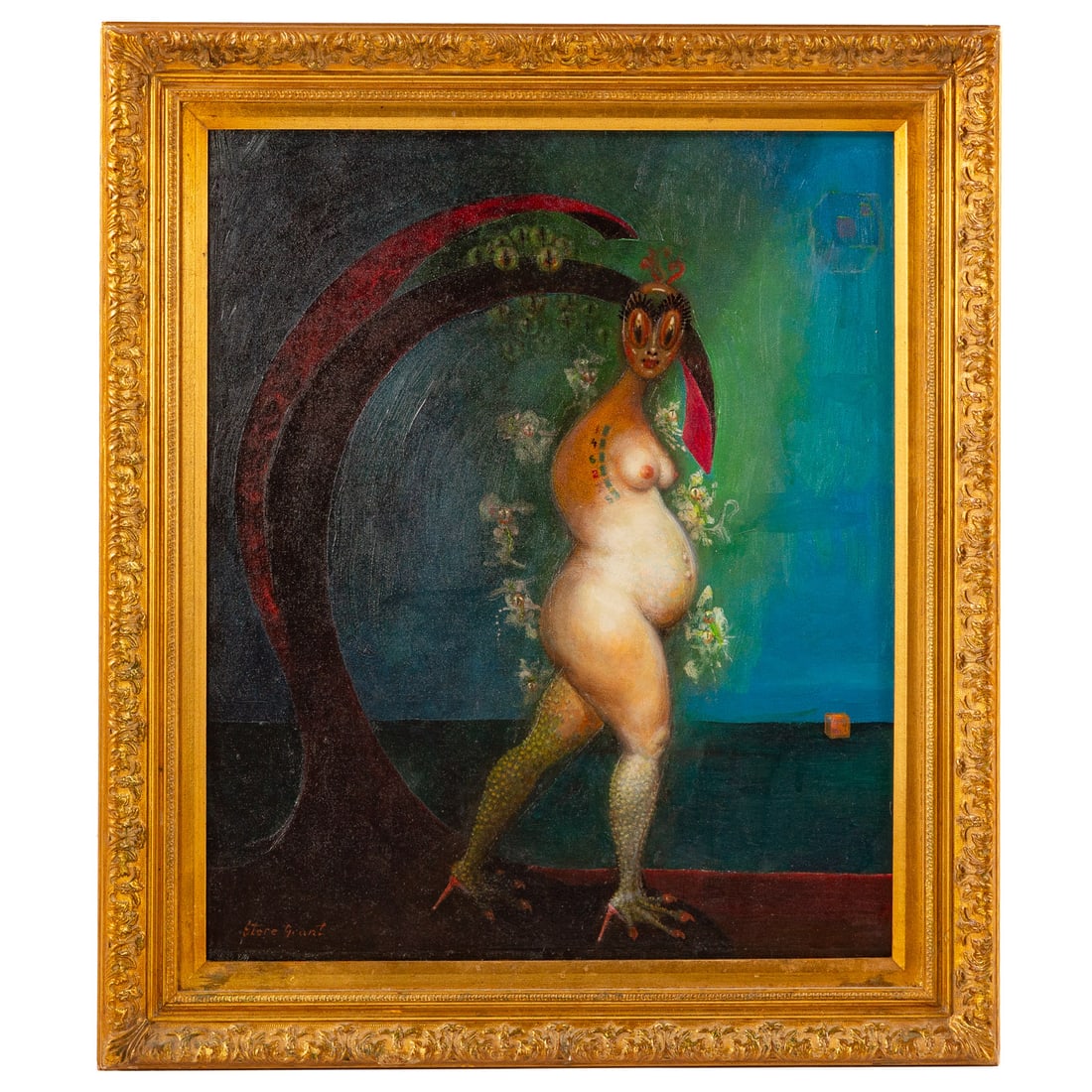 Stere Grant. "Pandora's Box," oil: (Romanian, 20th/21st century) Oil on canvas, signed "Stere Grant" ll, signed and titled on verso, 24 x 20 in., framed size: 29 1/4 x 25 1/2 in. Provenance: From the collection of the artist