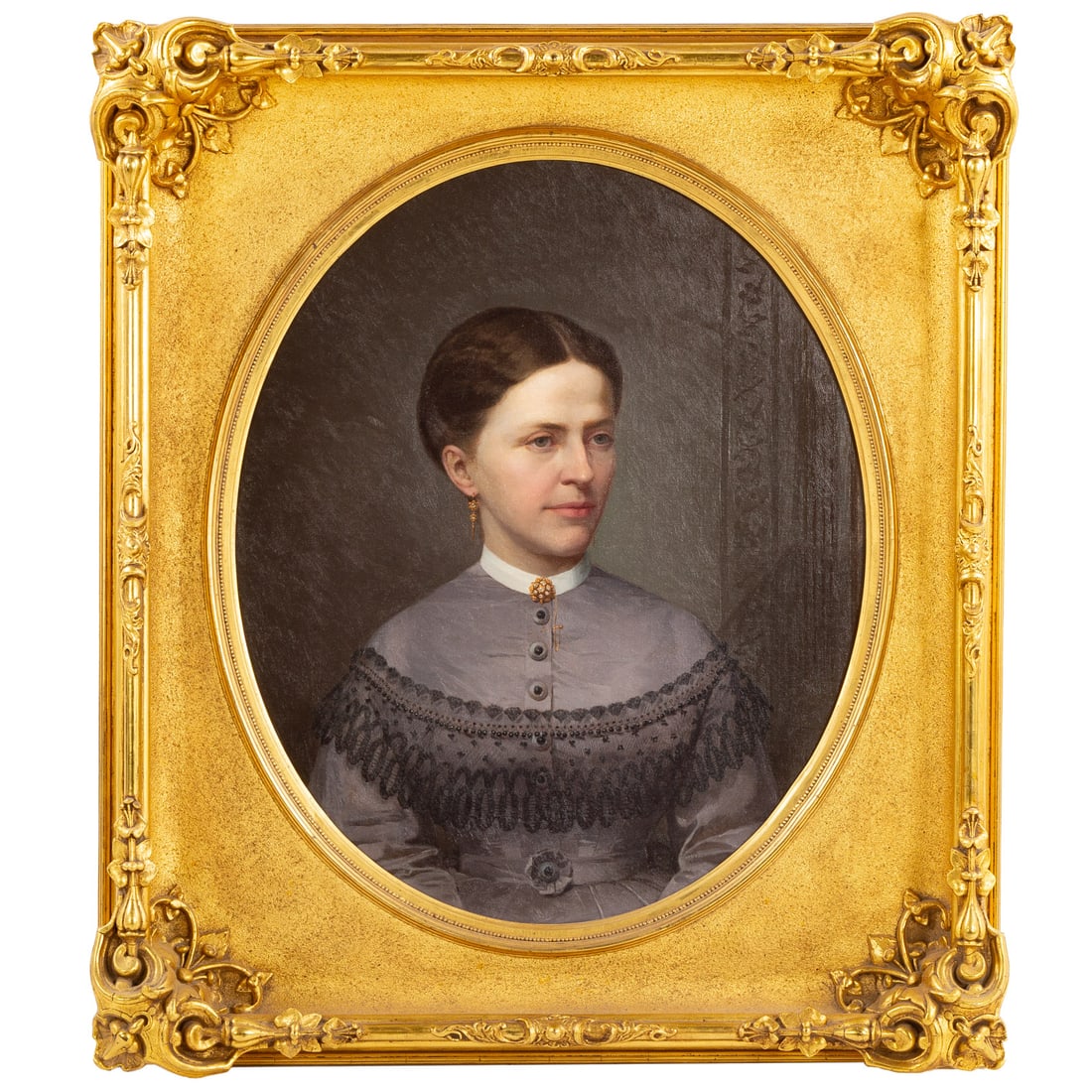 American School. Portrait of a Lady, oil: (19th century) Oil on canvas, unsigned, 30 x 24 1/2 in., framed size: 39 1/2 x 34 1/4 in. Provenance: From a private collection, Baltimore, MD