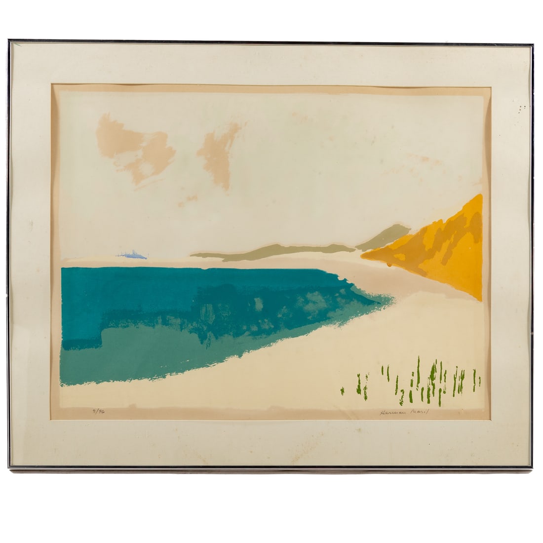 Herman Maril. "Inlet," screenprint: (American, 1908-1986) Screenprint, ed. 8/96, signed "Herman Maril" lr, sight size: 23 3/4 x 31 in., framed size: 30 x 37 1/4 in. Provenance: From a private Maryland collector
