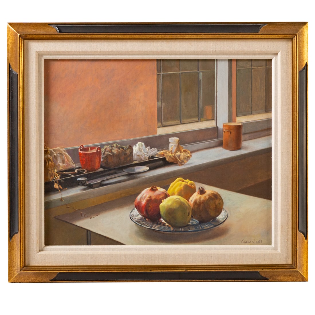 Rafael Cidoncha. Still Life, oil: (Spanish, b. 1952) Oil on canvas, signed and dated "Cidoncha, '83" lr, 19 3/4 x 24 in., framed size: 26 3/4 x 31 in. Provenance: From a private Maryland collection, Mickelson's, Washington D.C.