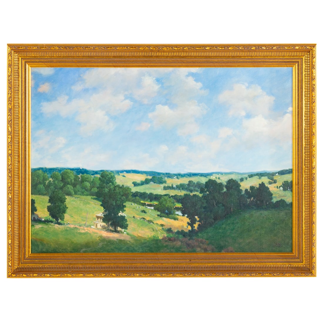 John Brandon Sills. Maryland Farms, oil: (American, b. 1960) Oil on canvas, signed "J. Sills" lr, 20 x 28 in., framed size: 24 1/2 x 32 1/2 in. Provenance: From a private Maryland collection