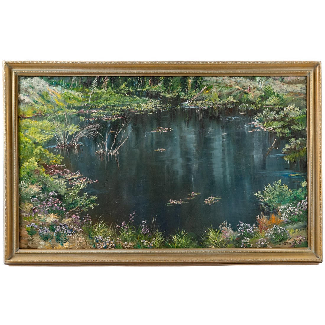 Archie Boyd Teater. "Lily Pond, Grand Teton National Park, Jackson, WY," oil (1 of 5)