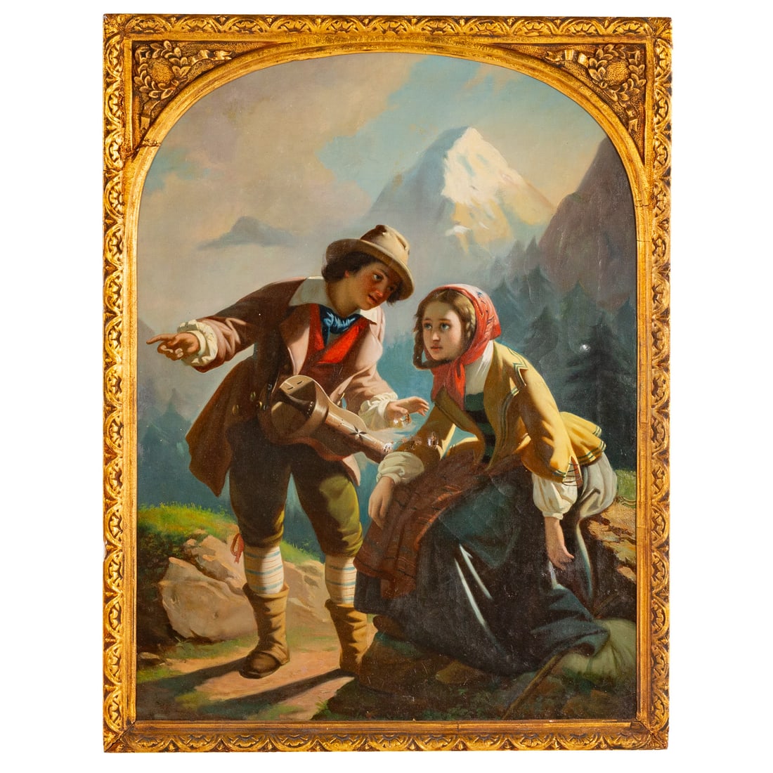 Italian School. Alpine Couple, oil (1 of 3)