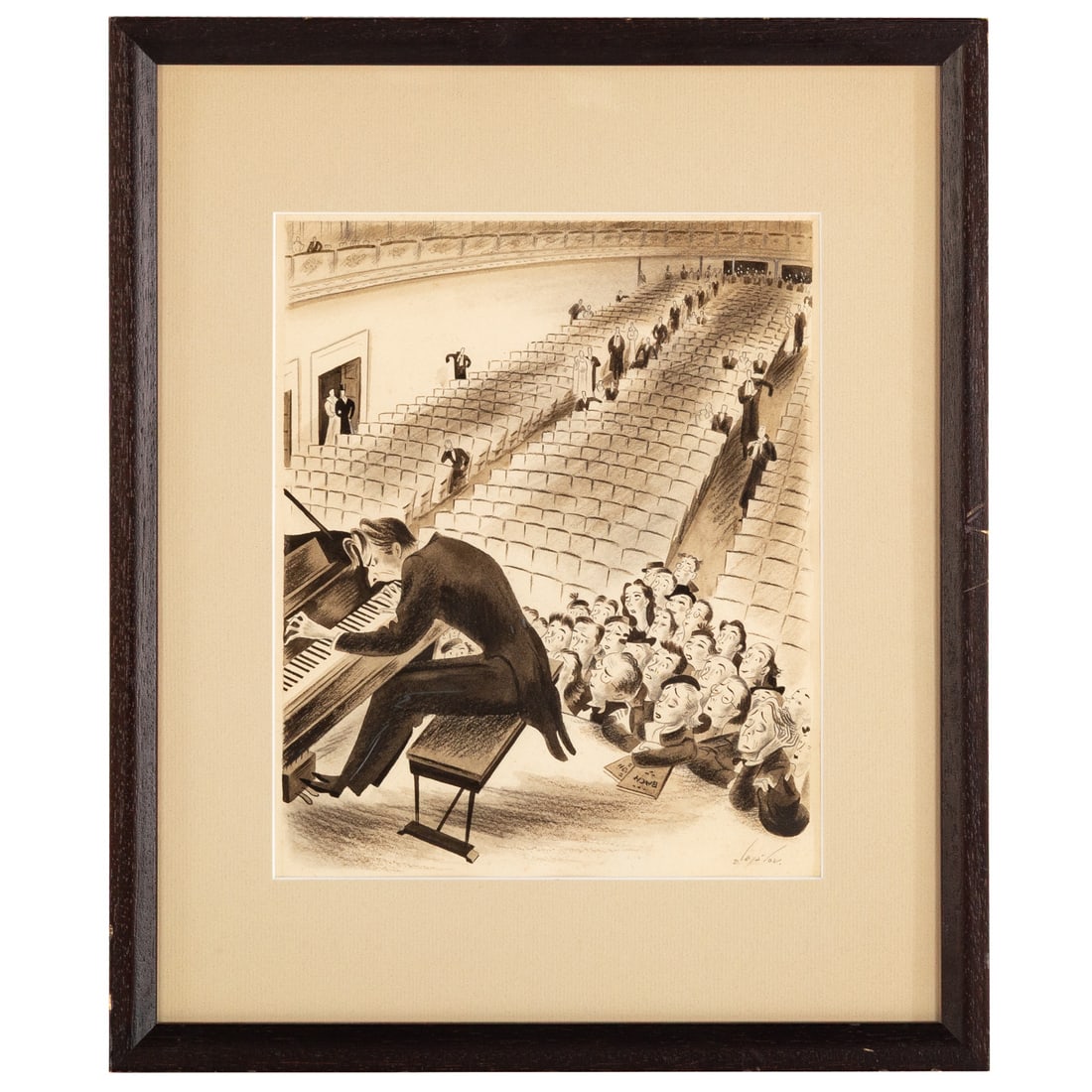 Constantin Alajalov. "Study for the New Yorker magazine, March 21, 1936," brush & ink: (Russian, 1900-1987) Brush and ink with charcoal on paper, signed "Alajalov" lr, sight size: 10 1/2 x 8 1/2 in., framed size: 16 3/4 x 14 in. Provenance: From a private collection