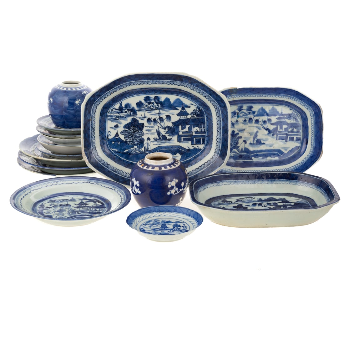 Assorted Blue & White Canton & Two Ginger Jars (1 of 4)