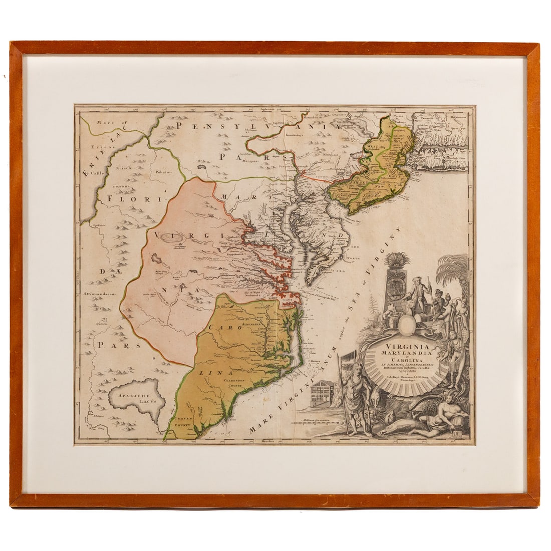 J.B. Homann. Virginia, Marylandia et Carolina (1 of 3)