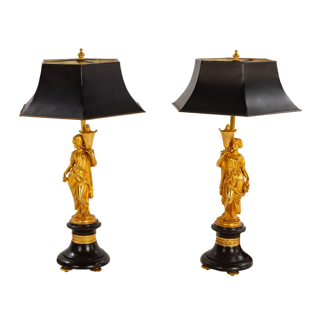 A Pair of French Bronze Dore Figural Lamps (1 of 3)