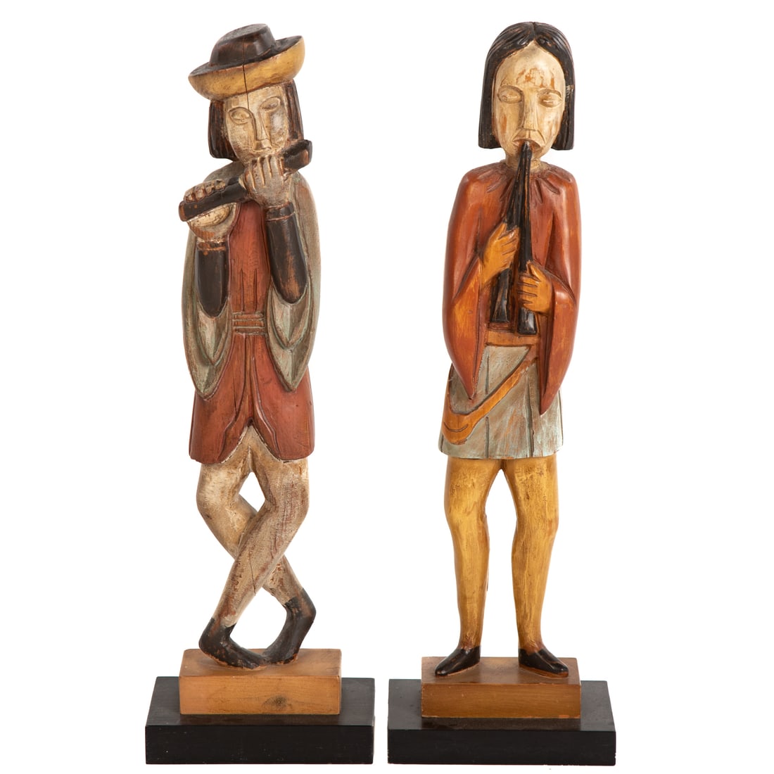 Two Hand-Carved Wooden Minstrel Figures From Spain (1 of 5)