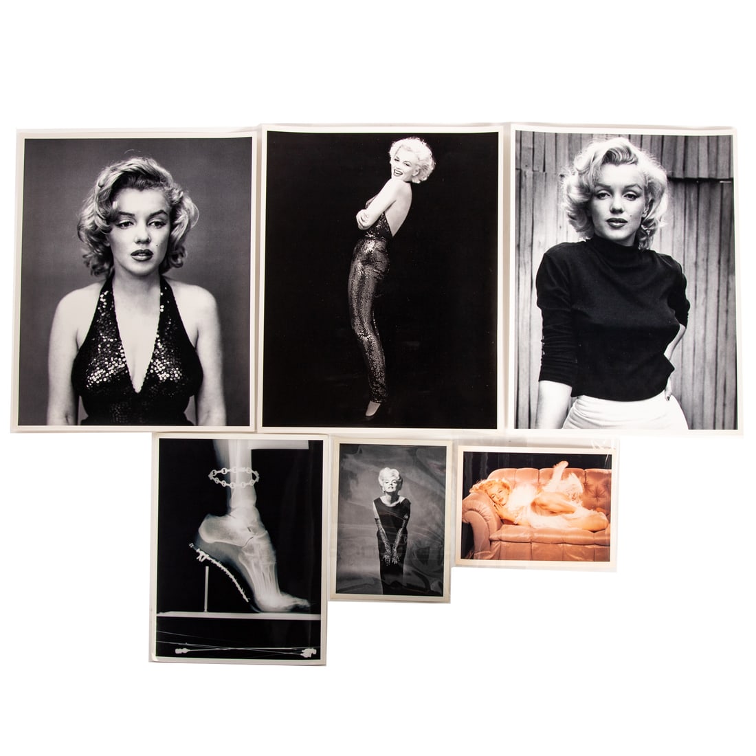 Richard Avedon, Helmut Newton, Bert Stern & More: Comprising two large gelatin silver portrait photographs of Marilyn Monroe in a sequin dress, photographed by Richard Avedon circa 1950s, each dated reprints1975 and 1978, bearing Avedon photo studio