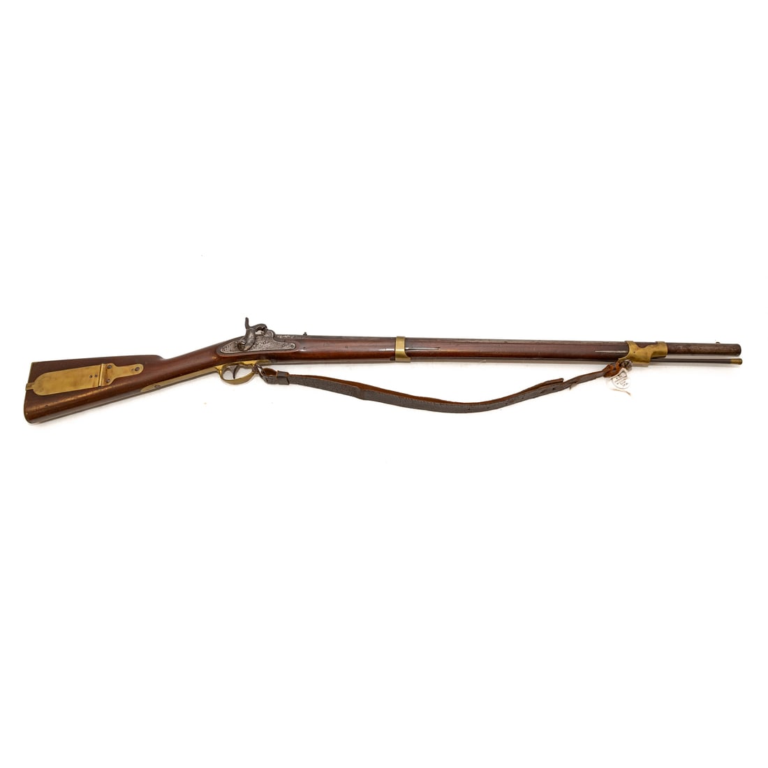 A Harper's Ferry Model 1841 "Mississippi" Rifle: Dated 1848; Percussion musket; .54 caliber; the barrel, 33 in. L; leather shoulder strap; the lock plate marked "U.S.," with eagle, in front of hammer and "Harper's Ferry, 1848," behind hammer; "W.J.,