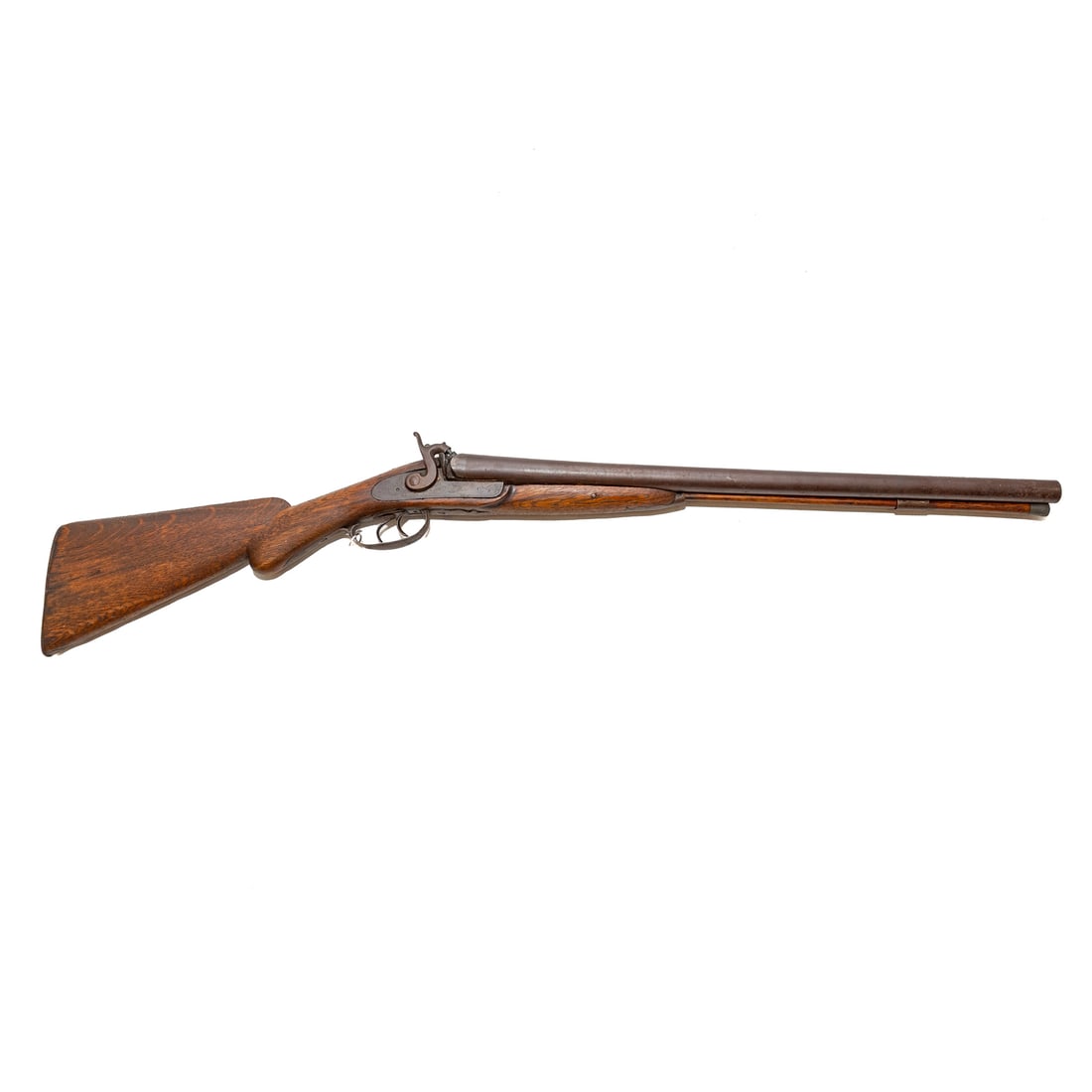 A Ward Double-Barrel Percussion Coach Shotgun: 12 gauge; the barrels, 22 in. L; the lock plates have decorative engraving; 38 in. L, overall Provenance: From The Estate of Timothy Lee App, Baltimore, MD