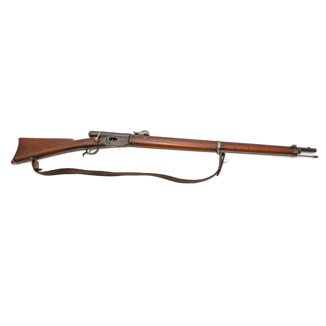 A Swiss Vetterli Model 1881 Rifle: Serial number 226497 on breech end of barrel; 10.4x38 caliber; the barrel, 33 in. L; shoulder strap; left side of receiver marked "Waffen Fabrik, Bern, 226497, M.81," "226497," stamped on barrel by re