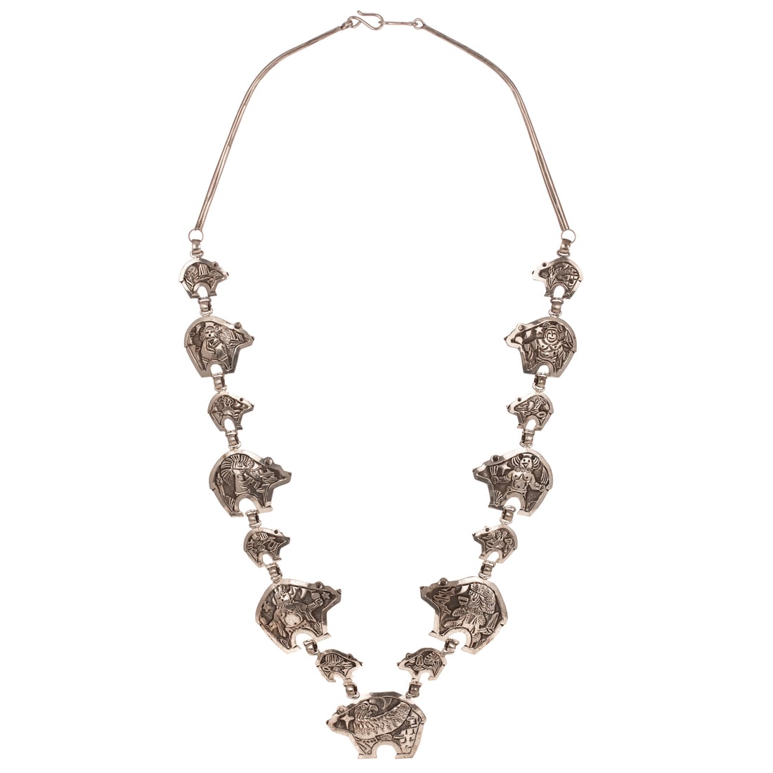A Lloyd Becenti Bear Storyteller Necklace & Earrings in Sterling Silver (1 of 6)