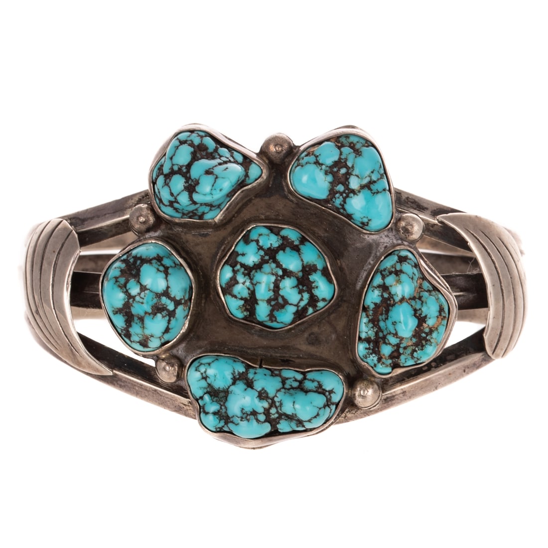 A Native American Turquoise Cuff in Silver (1 of 3)