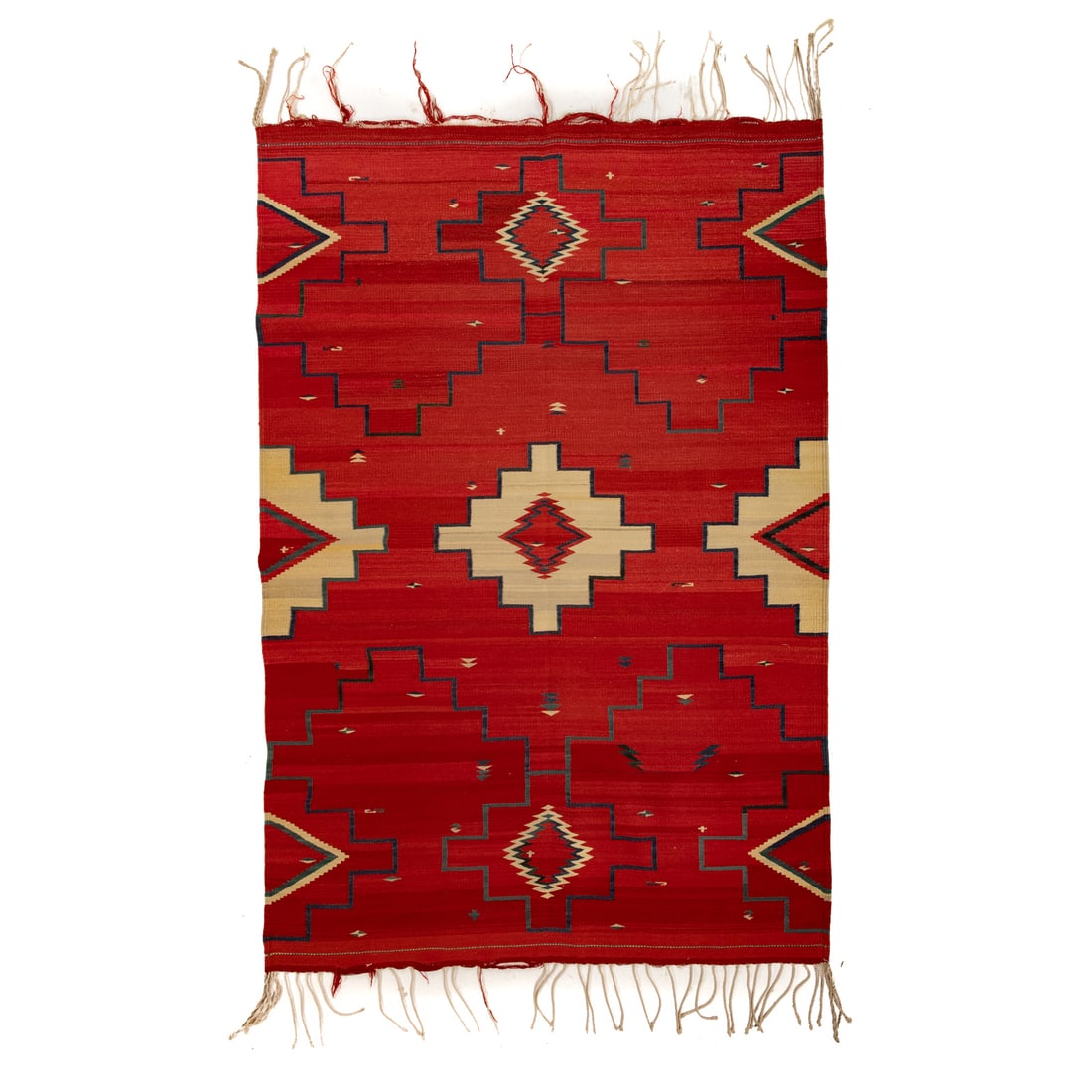A Mexican Hand-Woven Flat-Weave Rug, 6.8 x 4.8: Second half, 20th century