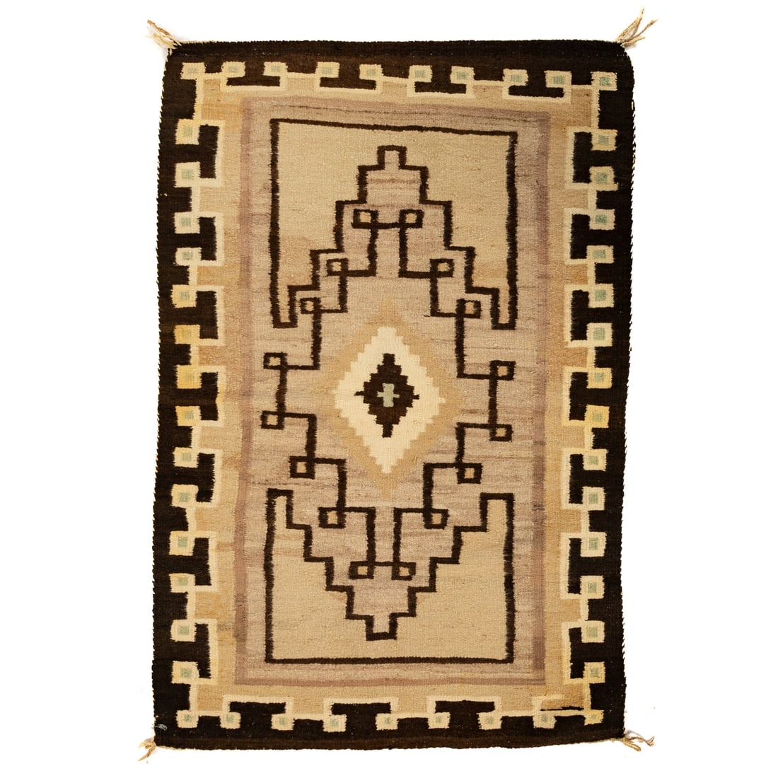A Navajo Two Grey Hills Flatweave Rug, 4.5 x 2.11: Third quarter, 20th century