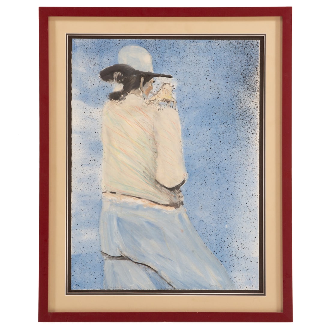 Ed Singer. "Grandfather I," mixed media: (American, b. 1951) Mixed media on paper, 1981, signed lr, sheet size: 23 1/2 x 17 1/2 in., framed size: 29 1/2 x 23 3/4 in. Provenance: From a private collection, Baltimore, MD