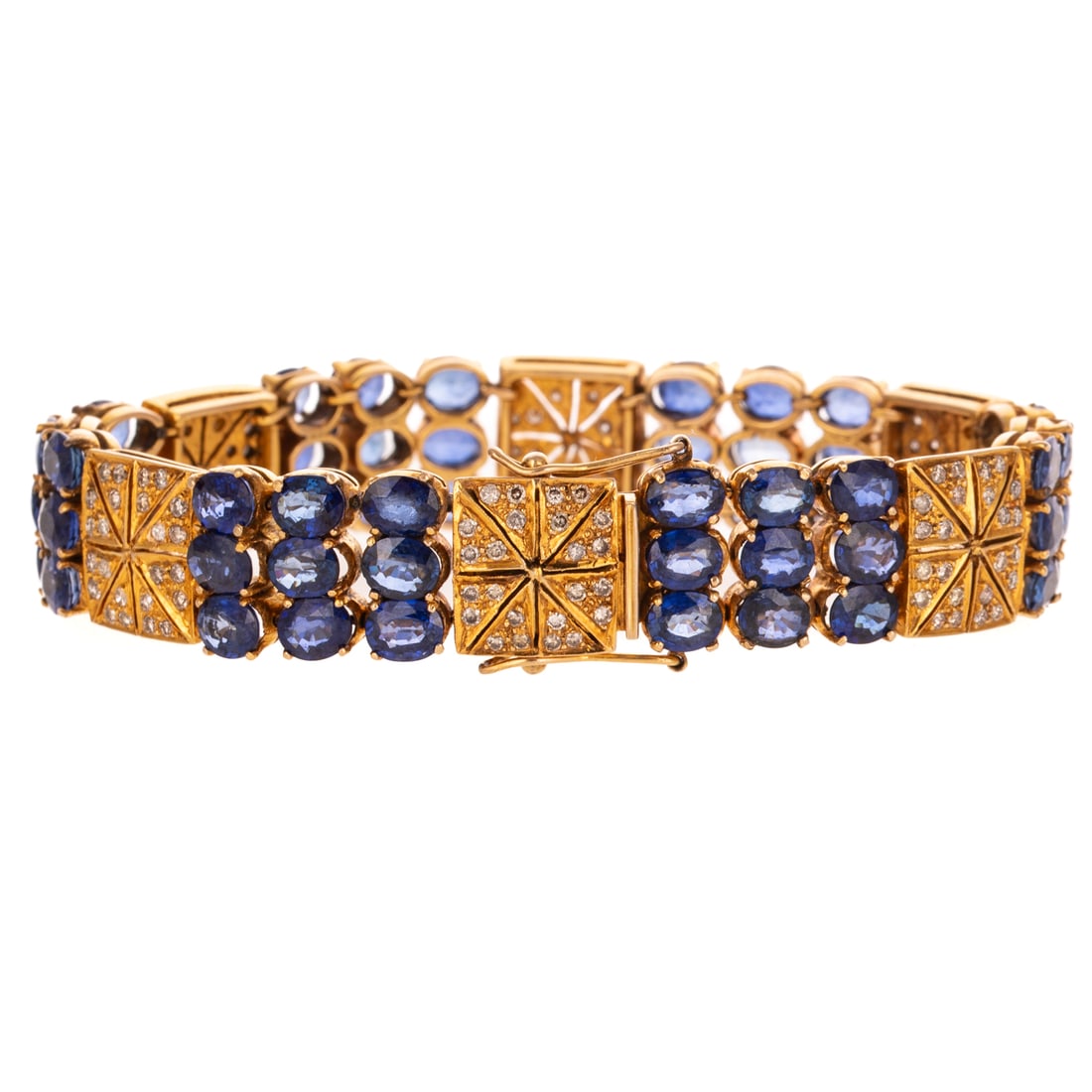 A Triple Row Sapphire & Diamond Bracelet in 14K (1 of 4)
