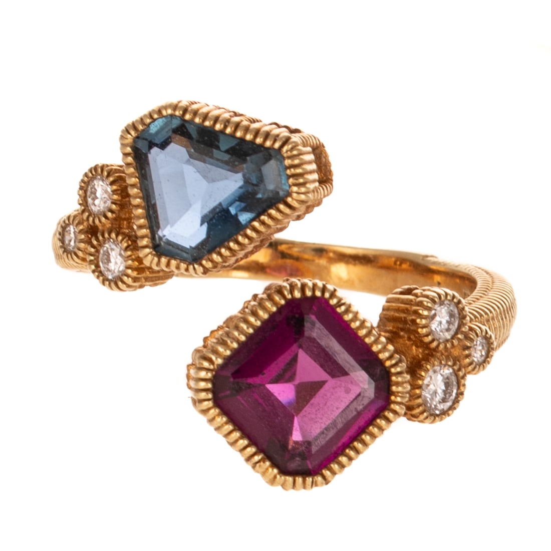 A Judith Ripka Gemstone Bypass Ring in 14K (1 of 6)