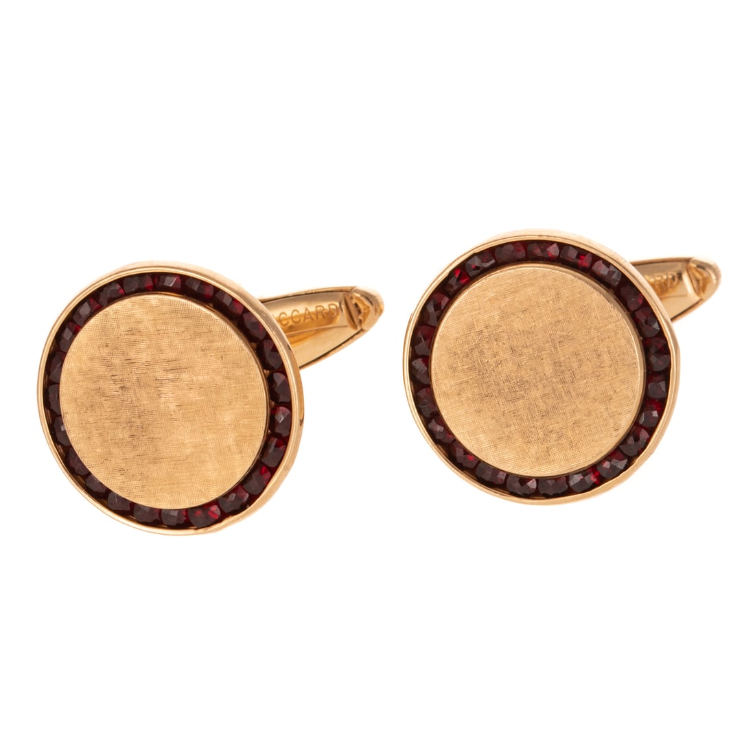 A Pair of Lucien Piccard Garnet Cufflinks in 14K (1 of 3)