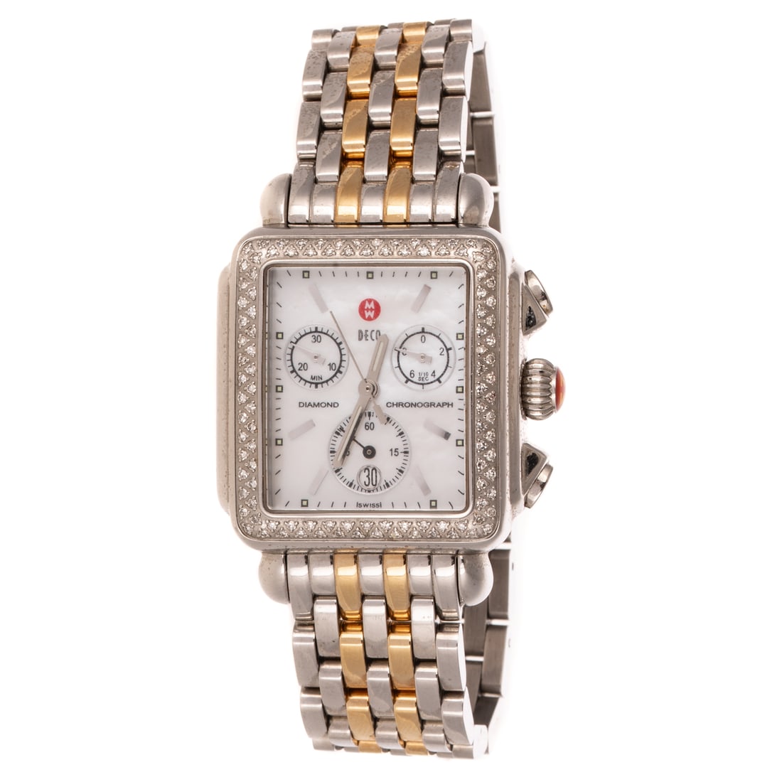 A Michelle Diamond Deco Chronograph Watch in Stainless Steel (1 of 8)