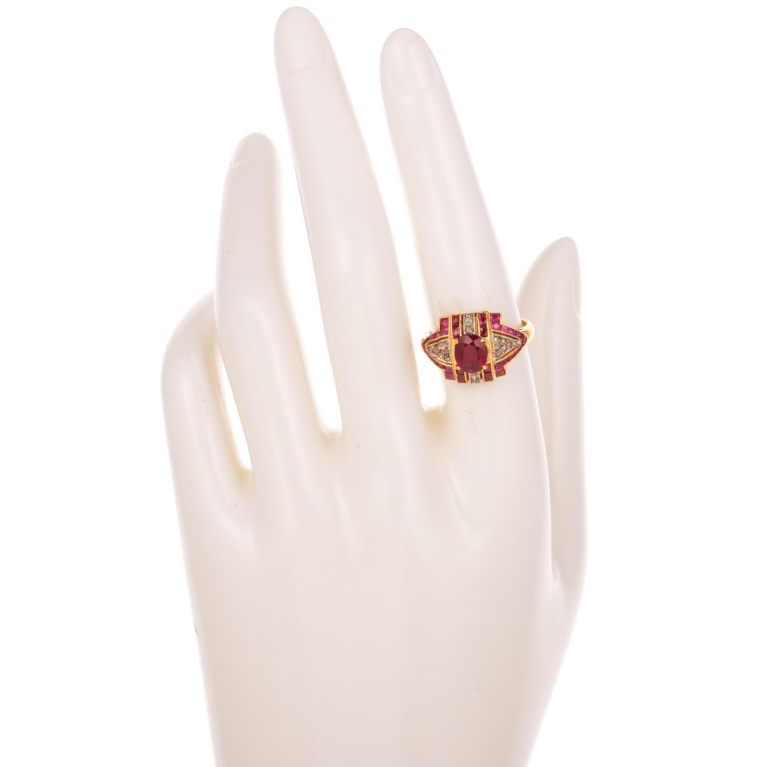 An Art Deco Style Ruby & Diamond Ring - 5